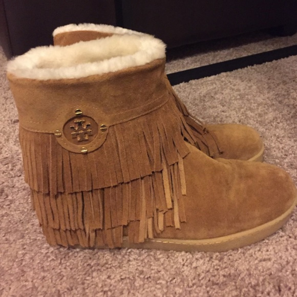 Tory Burch Collins Tan Fringe Boot - Size 8 - Picture 4 of 4